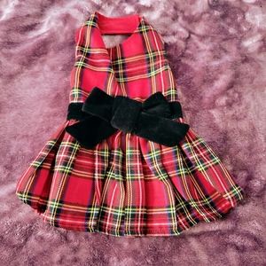 Fun high quality Christmas dress for small pup, red